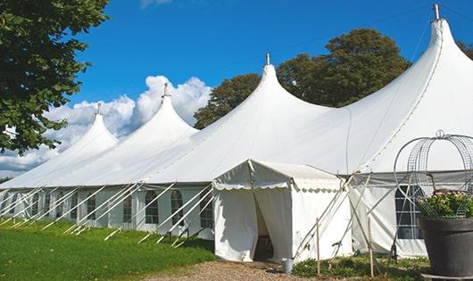 a line of sleek and modern portable restrooms ready for use at an upscale corporate event in Jamaica Plain MA